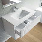 Meuble salle de bain simple vasque 60cm blanc MDF ondulé - MILO Aurlane - LAV1032