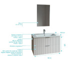 Meuble salle de bain simple vasque 60cm blanc MDF ondulé - MILO Aurlane - LAV1032