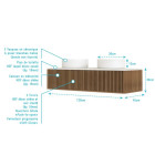 Meuble salle de bains 120cm 2 Tiroirs décor chêne et noir cranté - Plan et vasque blanche - YUKI Aurlane - PACM906