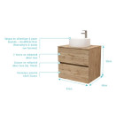 Meuble salle de bains 60cm 2 Tiroirs chêne naturel + Vasque ronde diamètre 36cm en céramique blanche Aurlane - PACM740