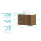 Meuble salle de bains 80cm 2 Tiroirs décor chêne et noir cranté - Plan et vasque blanche - YUKI Aurlane - PACM905