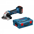 Meuleuse angulaire 18v sans fil gws 18-125 v-li bosch professional + 2 batteries lithium 4,0 ah + chargeur