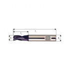Microfraise extra courte, type N, en carbure monobloc, surface recouverte de TiAIN, Ø d1 - h10 : 8,00 mm, Long. totale l1 43 mm, Long. coupe l2 11 mm