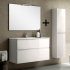 Ensemble meuble de salle de bain 80cm simple vasque + colonne de rangement mig - blanc