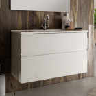 Meuble de salle de bain 80cm simple vasque - 2 tiroirs - sans miroir - mig - blanc
