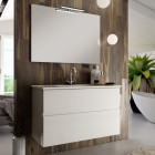 Meuble de salle de bain 60cm simple vasque - 2 tiroirs - mig - blanc