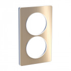 Odace touch, plaque bronze brossé avec liseré blanc 2 postes verticaux 57mm (s520814l)