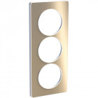 Odace touch, plaque bronze brossé avec liseré blanc 3 postes verticaux 57mm (s520816l)