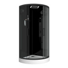 Cabine de douche 1/4 de cercle hydro 95x95x215 cm - portes coulissantes - fonds & profilés noir mat Aurlane - CAB272