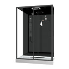 Cabine de douche hydromassante 140x85x218 cm - porte coulissante - fonds & profilés noir mat Aurlane - CAB274