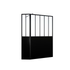 Paroi de douche façon verrière avec volet pivotant - 120+40x200 cm - verre transparent et noir Aurlane - FAC935