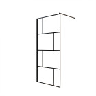 Paroi de douche serigraphie brique 100x195cm - verre anti-calcaire 8mm - profilé noir mat Aurlane - FAC1024