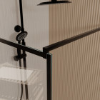 Paroi de douche serigraphie brique 140x195cm - verre anti-calcaire 8mm - profilé noir mat Aurlane - FAC1026