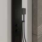 Colonne de douche effet pluie - 140x20cm - acier inoxydable brossé noir mat Aurlane - COL071