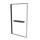 Pare baignoire rabattable 80x140 cm en verre trempé - porte-serviette et etagère noir mat Aurlane - FAC1013