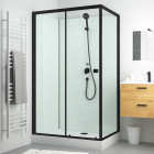 Cabine de douche rectangulaire 110x80x197 cm - porte coulissante - fonds blancs & profilés noir mat Aurlane - CAB287