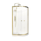 Cabine de douche Quart de cercle 90x90x200/230cm – Receveur Bas – Fonds Blancs et Profilés Or Brossé Aurlane - CAB288