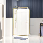 Cabine de douche 110x80x200/230 cm - receveur bas - fonds blancs et profilés or brossé - sunny Aurlane - CAB283