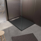 Receveur noir effet granite en résine epoxy 80x120x3 cm + grille linéaire chrome Aurlane - PACR260