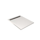 Receveur blanc effet granite en résine epoxy - 90x120x3 cm + grille linéaire chrome Aurlane - PACR285