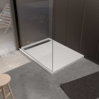Receveur blanc effet granite en résine epoxy - 90x120x3 cm + grille linéaire chrome Aurlane - PACR285
