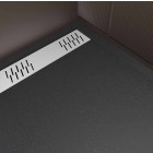 Receveur noir effet granite en résine epoxy 90x120x3 cm + grille linéaire blanche Aurlane - PACR267