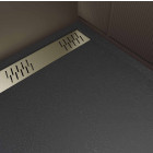 Receveur noir effet granite en résine epoxy 90x120x3 cm + grille linéaire or brossé Aurlane - PACR269