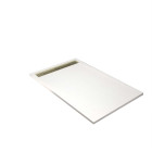 Receveur blanc effet granite en résine epoxy 80x140x3 cm + grille linéaire or brossé Aurlane - PACR294