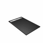 Receveur noir effet granite en résine epoxy 80x140x3 cm + grille linéaire blanche Aurlane - PACR272