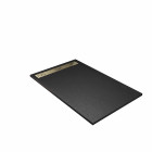 Receveur noir effet granite en résine epoxy 80x140x3 cm + grille linéaire or brossé Aurlane - PACR274