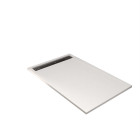 Receveur blanc effet granite en résine epoxy 90x140x3 cm + grille linéaire gun metal Aurlane - PACR298