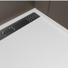 Receveur blanc effet granite en résine epoxy 90x140x3 cm + grille linéaire gun metal Aurlane - PACR298