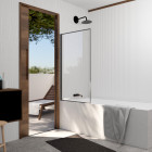 Pare baignoire rabattable 75x130 cm - aluminium gun metal et verre trempé 4 mm Aurlane - FAC986