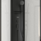 Cabine de douche 1/4 de cercle 85x85x210/235 cm - receveur + fonds blancs / colonne + profilés noirs Aurlane - CAB276