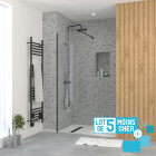 Lot de 5 parois de douche 70x195 cm en verre trempé 5 mm - profilés et bras noirs Aurlane - PACF481