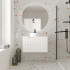 Meuble de salle de bains leon 80cm blanc neige - 2 tiroirs en mdf ondulés - vasque ronde ø36cm Aurlane - PACM723