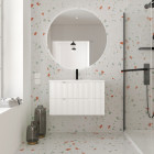 Meuble de salle de bains leon 80cm blanc neige - 2 tiroirs en mdf ondulés - vasque à encastrer Aurlane - PACM729