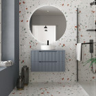 Meuble de salle de bains leon 80cm gris souris - 2 tiroirs en mdf ondulés - vasque ronde ø36cm Aurlane - PACM727