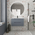 Meuble de salle de bains leon 80cm gris souris - 2 tiroirs en mdf ondulés - vasque à encastrer Aurlane - PACM733