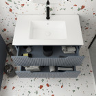 Meuble de salle de bains leon 80cm gris souris - 2 tiroirs en mdf ondulés - vasque à encastrer Aurlane - PACM733