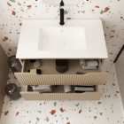 Meuble de Salle de Bains LEON 80cm Marron Glace – 2 Tiroirs en MDF Ondulés – Vasque à encastrer Aurlane - PACM731