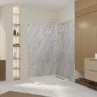 Pack 2 panneaux muraux pierre artic storm 120+90x210 cm + profilés finition et angle or brossé Aurlane - PACP313