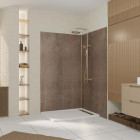 Pack 2 panneaux muraux pierre wood stone 120+90x210 cm + profilés finition et angle or brossé Aurlane - PACP311