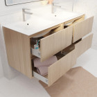 Pack meuble salle de bains 120 cm chêne clair, 4 tiroirs avec vasque céramique - xenos Aurlane - PACM696