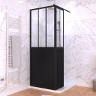 Paroi de douche fixe avec volet pivotant 80+40 x 200 cm - finition noir mat et verre trempé Aurlane - PACF484