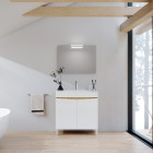 Meuble de salle de bains 80cm 2 portes bois et blanc + vasque céramique blanche - key Aurlane - PACM863