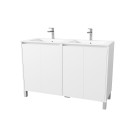 Pack meuble salle de bains 120 cm laqué blanc, 4 portes avec vasque céramique - xenos Aurlane - PACM693