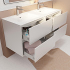 Pack meuble salle de bains 120 cm laque blanc, 4 tiroirs avec vasque céramique - xenos Aurlane - PACM695