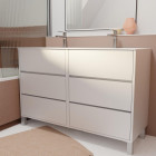Pack meuble salle de bains 120 cm laqué blanc, 6 tiroirs avec vasque céramique - xenos Aurlane - PACM697
