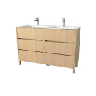 Pack meuble salle de bains 120 cm chêne clair, 6 tiroirs avec vasque céramique - xenos Aurlane - PACM698